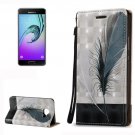 For Galaxy A3(2016) Relief Feather Pattern Flip Leather Case with Holder, Card Slots & Lanyard