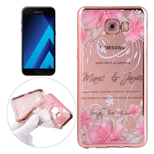 For Galaxy A3(2017) Peacock Pattern Electroplating Frame Soft TPU Protective Case