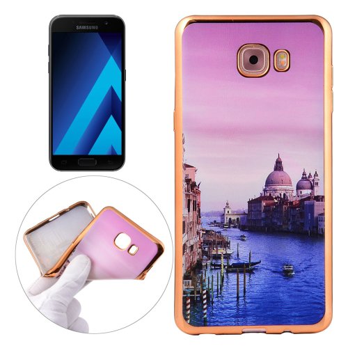 For Galaxy A3(2017) Watercourse Pattern Electroplating Frame Soft TPU Protective Case