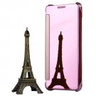 For Galaxy A3(2017) Pink Plating Mirror Flip Leather Case with Sleep / Wake-up Function