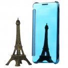 For Galaxy A3(2017) Blue Plating Mirror Flip Leather Case with Sleep / Wake-up Function