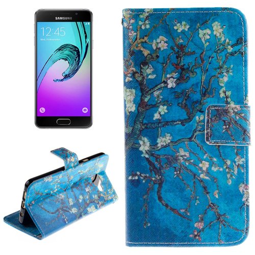 For Galaxy A7(2016) Flower Pattern Flip Leather Case with Holder, Card Slots & Wallet