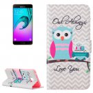 For Galaxy A7(2016) Owls Pattern Leather Case with Holder, Card Slots & Wallet