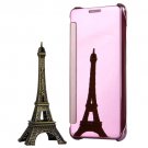 For Galaxy A7(2016) Pink Plating Mirror Flip Leather Case with Sleep/Wake-up Function