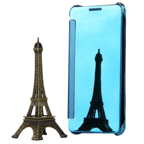 For Galaxy A7(2016) Blue Plating Mirror Flip Leather Case with Sleep/Wake-up Function