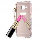 For Galaxy A7(2016) Rose Gold Diamond Encrusted Electroplating Mirror PC Protective Cover Case