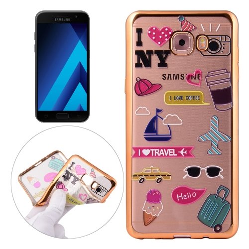 For Galaxy A7(2017) / A720 Group Pattern Electroplating Frame Soft TPU Protective Case