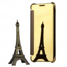 For Galaxy A7(2017) Gold Plating Mirror Flip Leather Case with Sleep / Wake-up Function