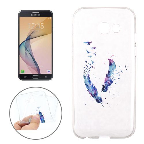 For Galaxy J7 (2017) Feather Pattern Soft TPU Protective Back Cover Case