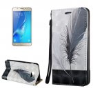 For Galaxy J7 (2017) 3D Relief Feather Flip Leather Case with Holder, Card Slots & Lanyard
