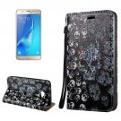 For Galaxy J7 (2017) 3D Relief Skull Flip Leather Case with Holder, Card Slots & Lanyard