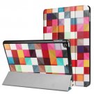 For iPad 9.7 inch 2017 Cross Texture Colorful Box Pattern Leather Case with 3 Folding Holder