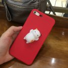 For iPhone 7 3D Red Lovely Cat Cartoon Pattern Squeeze Squishy Back Cover Case