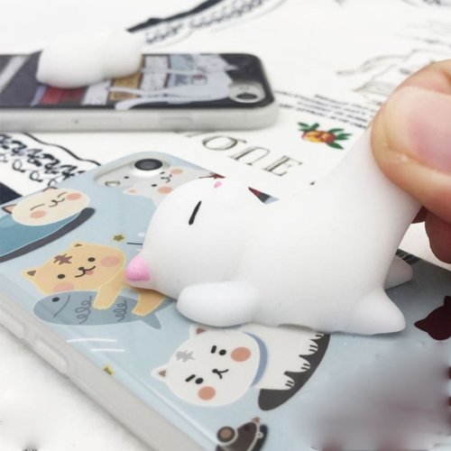 For iPhone 7 3D Cat Cartoon Pattern IMD Workmanship Squishy Back Cover Case