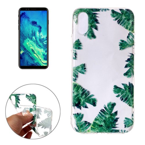 For iPhone 8 Green Leaf Pattern TPU Protective Case