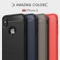 For iPhone 8 Carbon Fiber TPU Brushed Texture Shockproof Back Cover Case - 4 colors