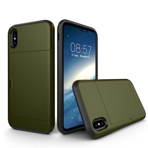 For iPhone 8 Brushed TPU + PC Back Cover Case with Card Slot - 11 colors