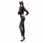 Halloween Leather Cat Girl Neutral Sexy Motorcycle Cosplay Clothing, Size:XL