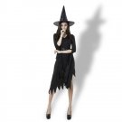 Black Irregular Long Skirt Exit Halloween Costume Cosplay Show Witchcraft Dress, M