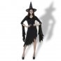 Black Irregular Long Skirt Exit Halloween Costume Cosplay Show Witchcraft Dress, M