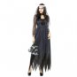 Halloween Costume Women Lace Chiffon Black Dress Ghost Bride Clothes, Size:M