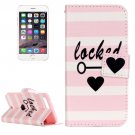 For iPhone 8+&7+ Stripes Locked Leather Case with Holder, Card Slots & Wallet