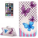 For iPhone 8+&7+ Purple Butterfly Leather Case with Holder, Card Slots & Wallet