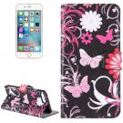 For iPhone 8+&7+ Pink Butterfly Leather Case with Holder, Card Slots & Wallet