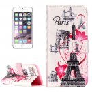 For iPhone 8+&7+ Paris Pattern Leather Case with Holder, Card Slots & Wallet