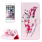 For iPhone 8+&7+ Feather Pattern Leather Case with Holder, Card Slots & Wallet