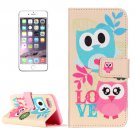 For iPhone 8+&7+ Owl Pattern Leather Case with Holder, Card Slots & Wallet