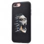 For iPhone 8+&7+ PU Leather Demon Pattern Magnet Embroidery Back Cover Case