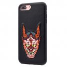 For iPhone 8+&7+ PU Leather Prajna Pattern Magnet Embroidery Back Cover Case