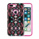 For iPhone 8+ & 7+ Double Flower Pattern TPU + PC Relief Combination Case