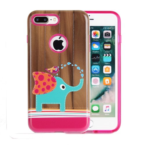For iPhone 8+ & 7+ Small Elephant Pattern TPU + PC Relief Combination Case