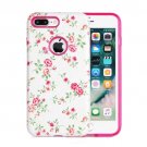 For iPhone 8+ & 7+ Fresh Flower Pattern TPU + PC Relief Combination Case