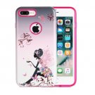 For iPhone 8+ & 7+ Butterfly Girl Pattern TPU + PC Relief Combination Case