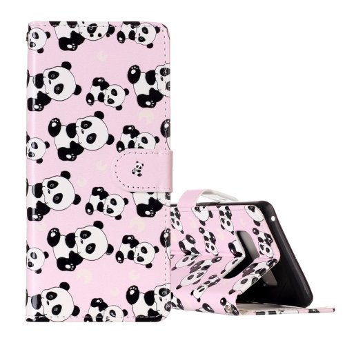 For Galaxy Note 8 Panda Pattern Leather Case with Holder, Card Slots & Wallet