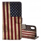 For iPhone X US Flag Pattern Flip Leather Case with Holder, Card Slots & Wallet