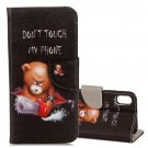 For iPhone X Bear Pattern Flip Leather Case with Holder, Card Slots & Wallet