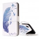 For iPhone X Blue Feather Flip Leather Case with Holder, Card Slots & Wallet
