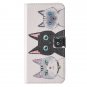 For iPhone X 3 Cats pattern Leather Case with Holder, Card Slots & Wallet