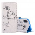 For iPhone X Girl and Aslan pattern Leather Case with Holder, Card Slots & Wallet