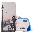 For iPhone X Girl in Park pattern Leather Case with Holder, Card Slots & Wallet