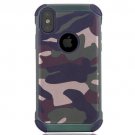 For iPhone X Camouflage Pattern PC + TPU Combination Case - Army Green