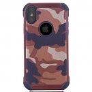 For iPhone X Camouflage Pattern PC + TPU Combination Case - Red