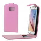 For Samsung Galaxy S6 / G920 Pink Vertical Flip Magnetic Button Leather Case