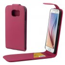 For Samsung Galaxy S6 / G920 Magenta Vertical Flip Magnetic Button Leather Case
