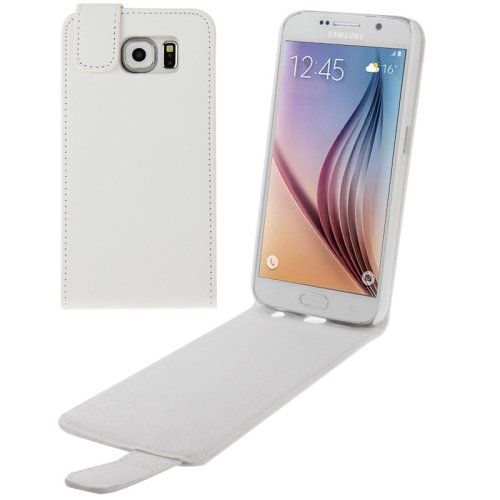 For Samsung Galaxy S6 / G920 White Vertical Flip Magnetic Snap Leather Case
