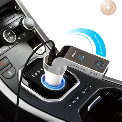 Silver Multifunctional Bluetooth Car Charger with Car Full Frequency FM Transmitter